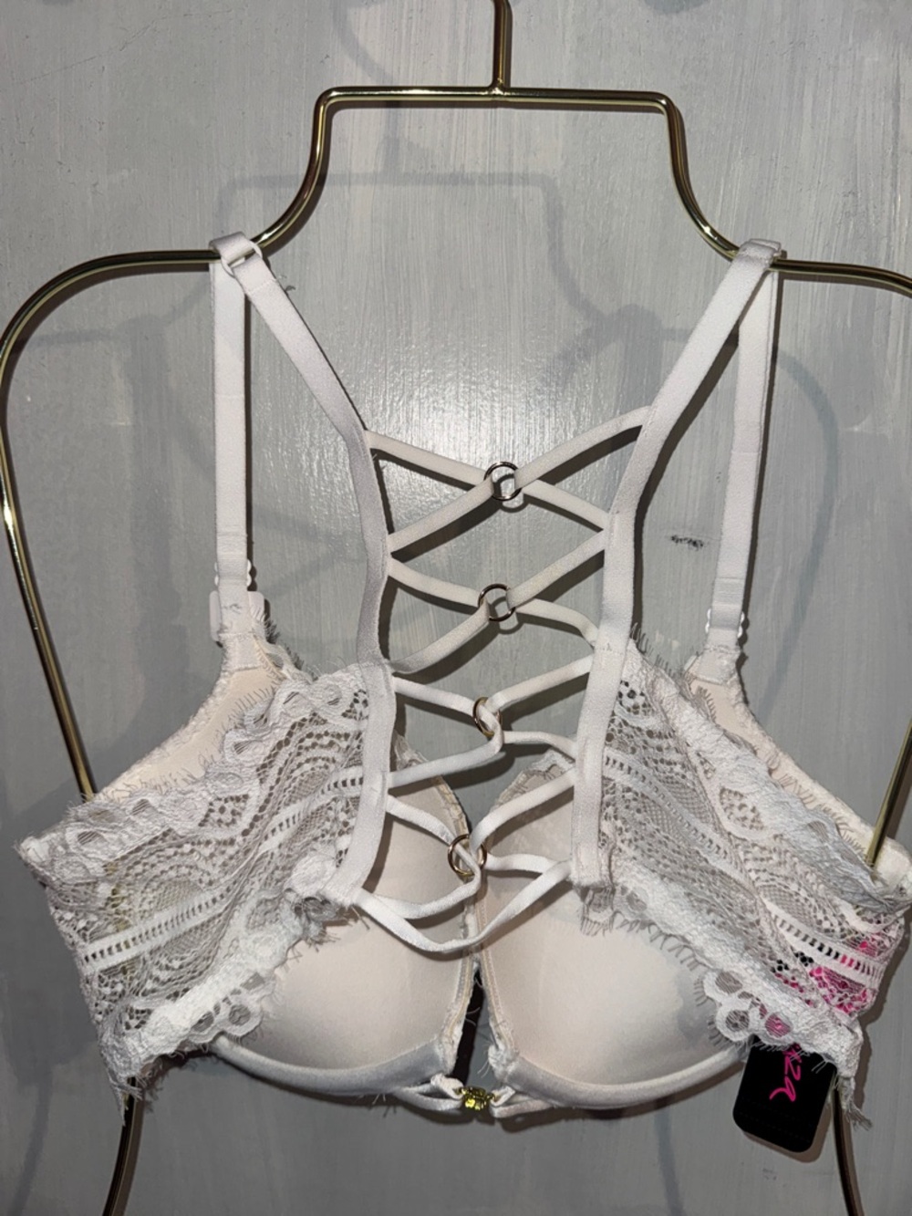 Lace Double Push-Up Bra w/ Strappy Back - Picture 3 of 3